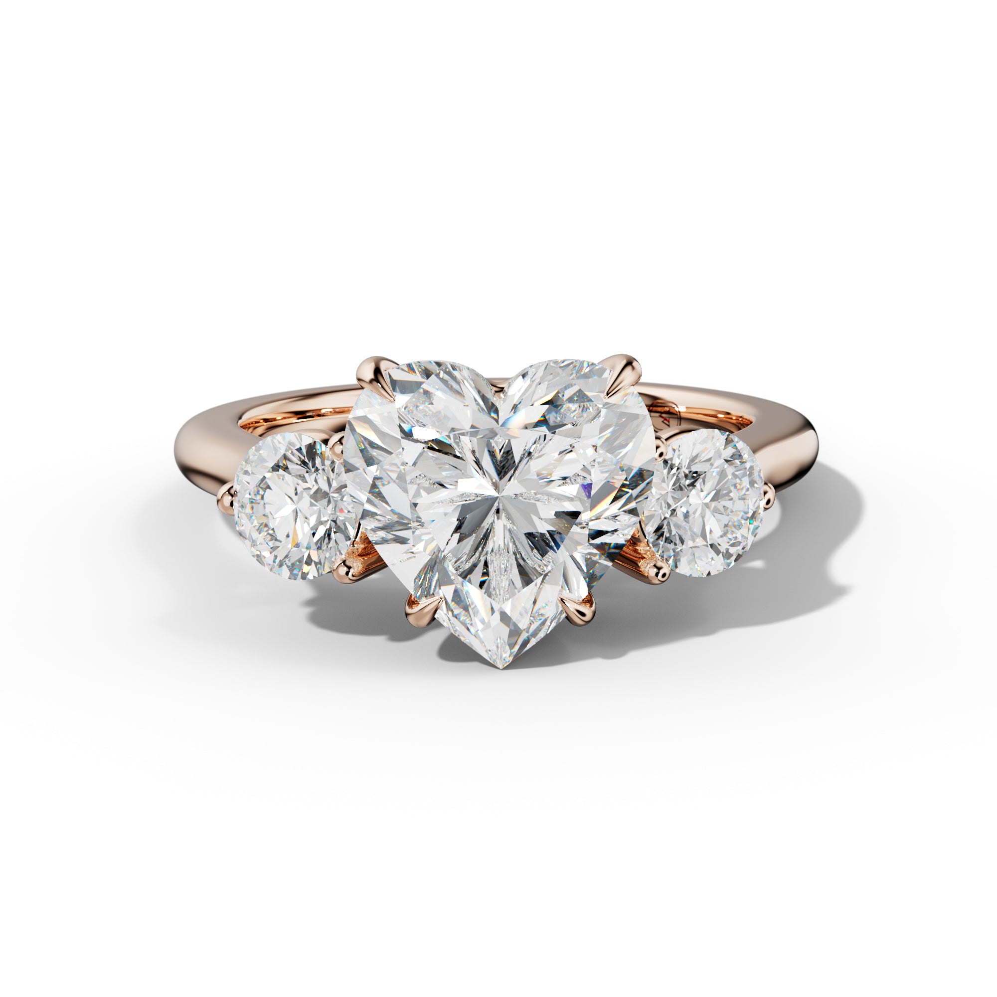 Elsa Heart Center Round Side Diamond  Engagement Ring