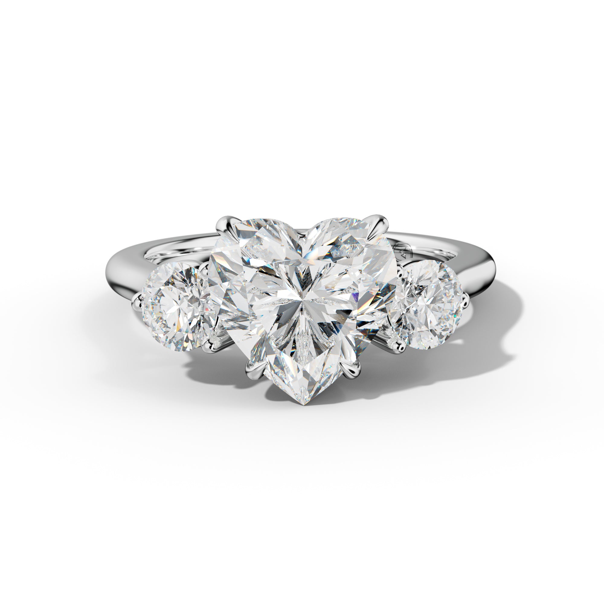 Elsa Heart Center Round Side Diamond  Engagement Ring