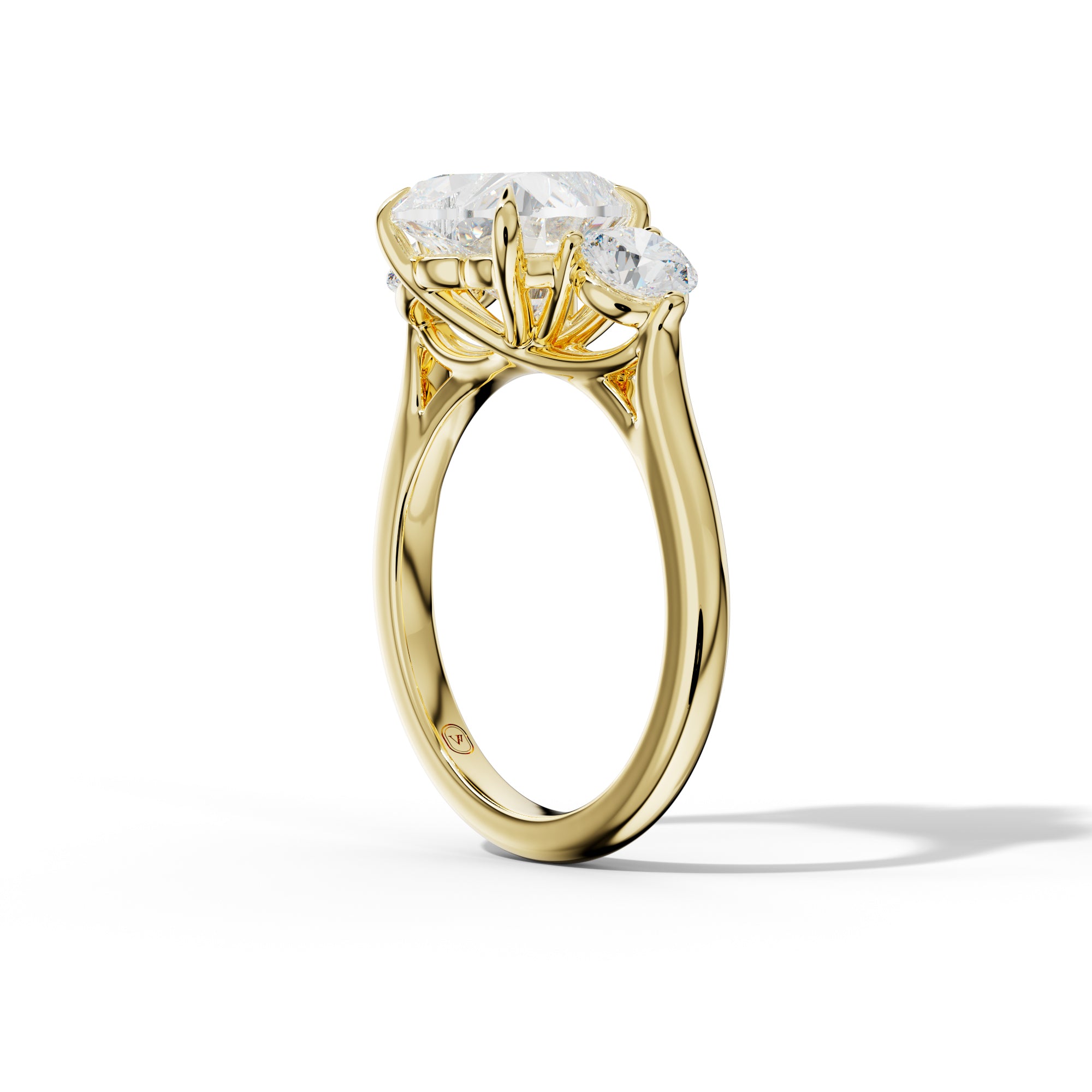 Elsa Heart Center Round Side Diamond  Engagement Ring