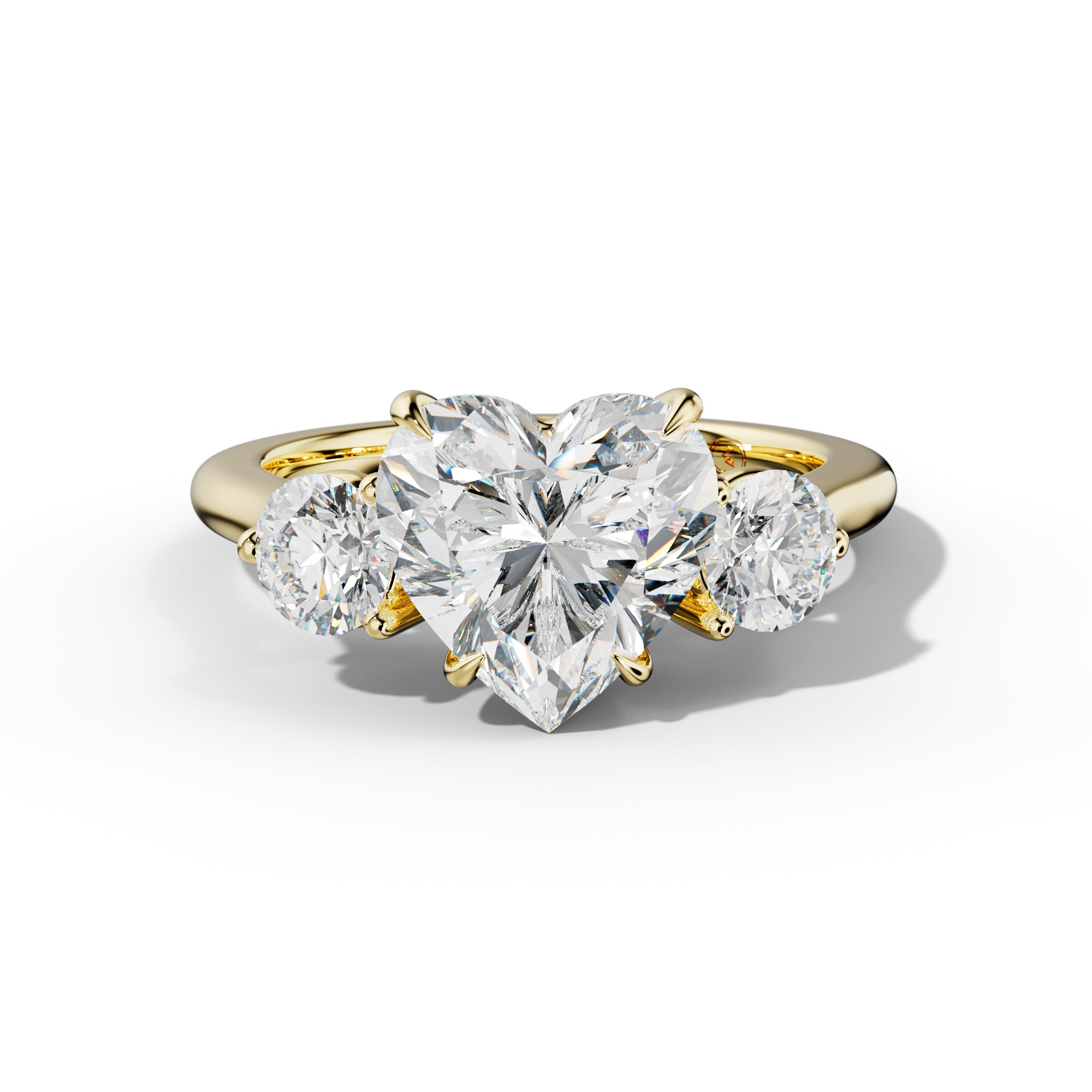 Elsa Heart Center Round Side Diamond  Engagement Ring