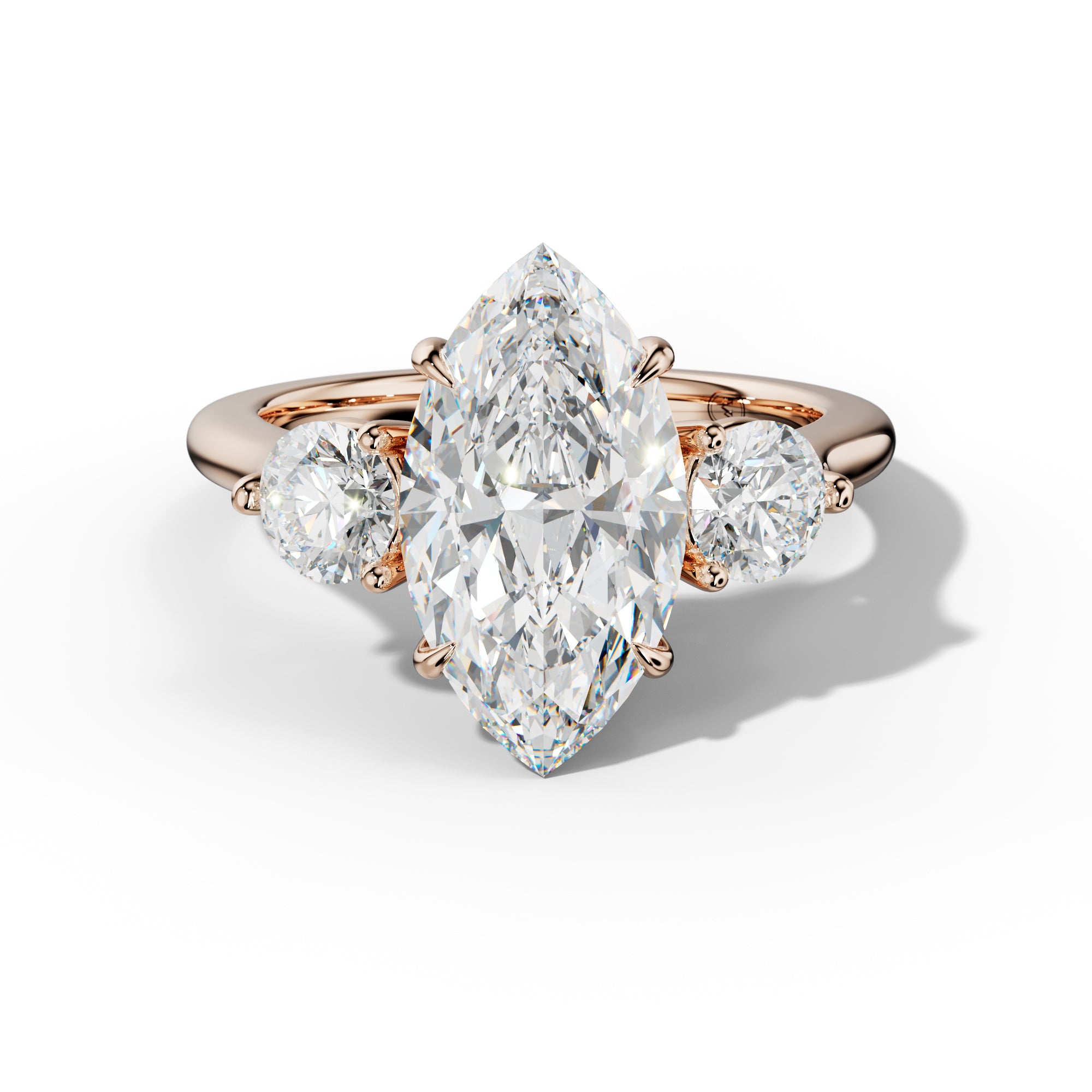 Elsa Marquise Center Round Side Diamond  Engagement Ring