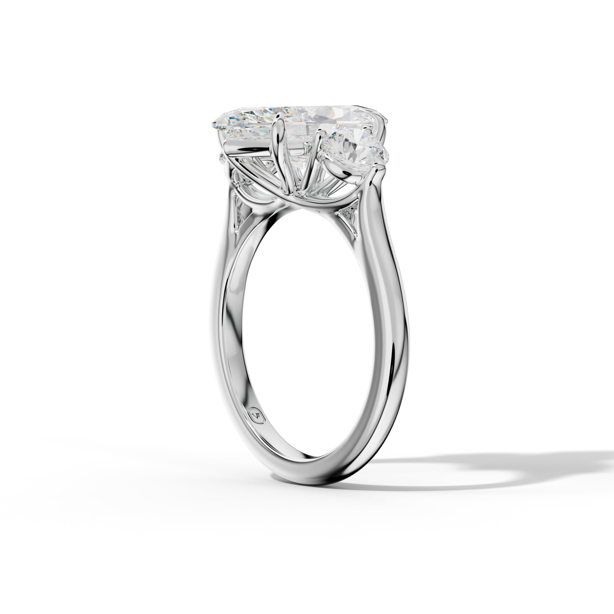 Elsa Marquise Center Round Side Diamond  Engagement Ring