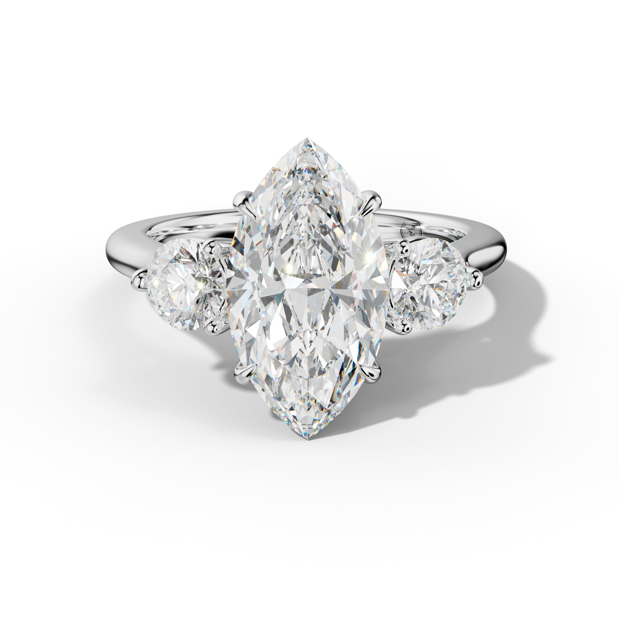 Elsa Marquise Center Round Side Diamond  Engagement Ring