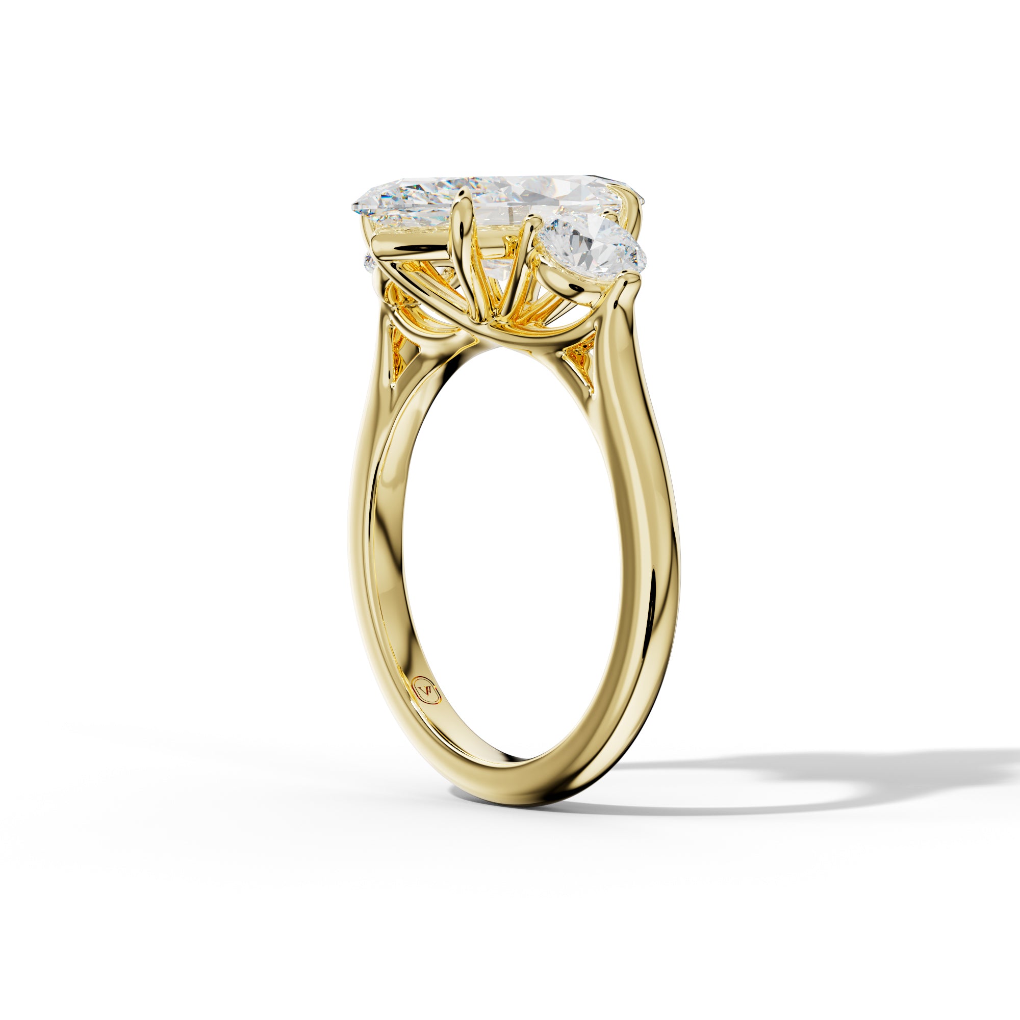 Elsa Marquise Center Round Side Diamond  Engagement Ring