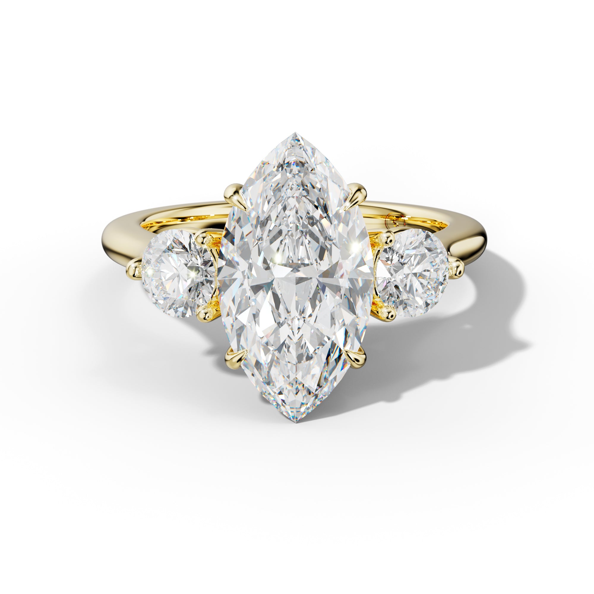 Elsa Marquise Center Round Side Diamond  Engagement Ring