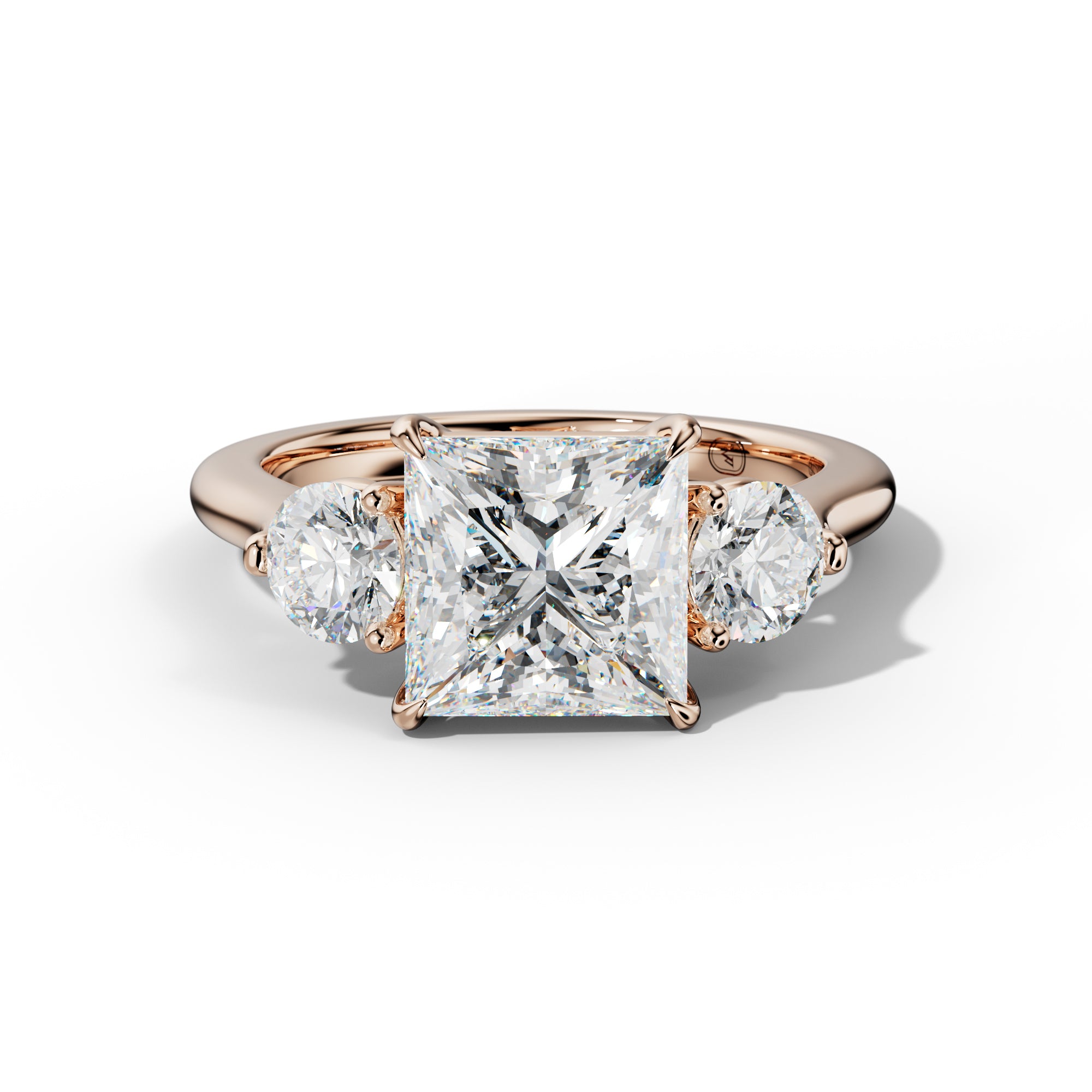 Elsa Princess Cut Round Side Diamond  Engagement Ring