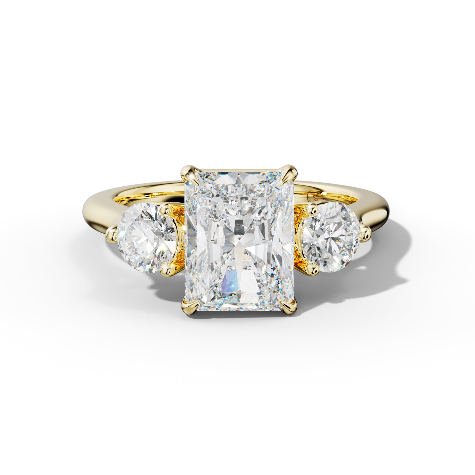 Elsa Radiant Diamond  Round Side Diamond Engagement Ring