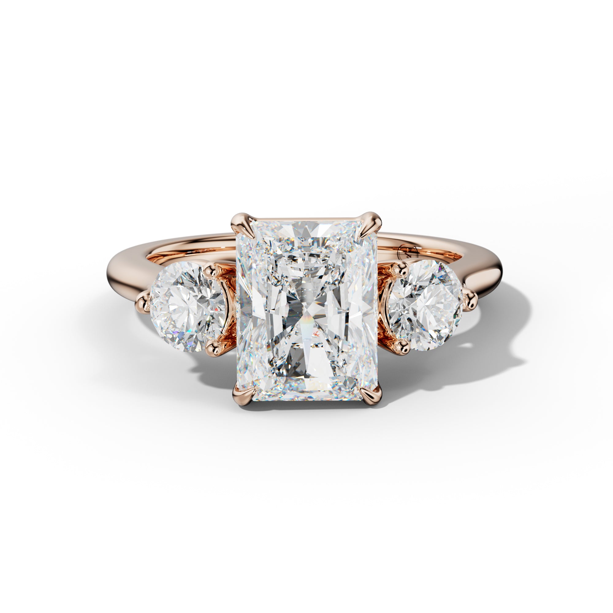 Elsa Radiant Diamond  Round Side Diamond Engagement Ring