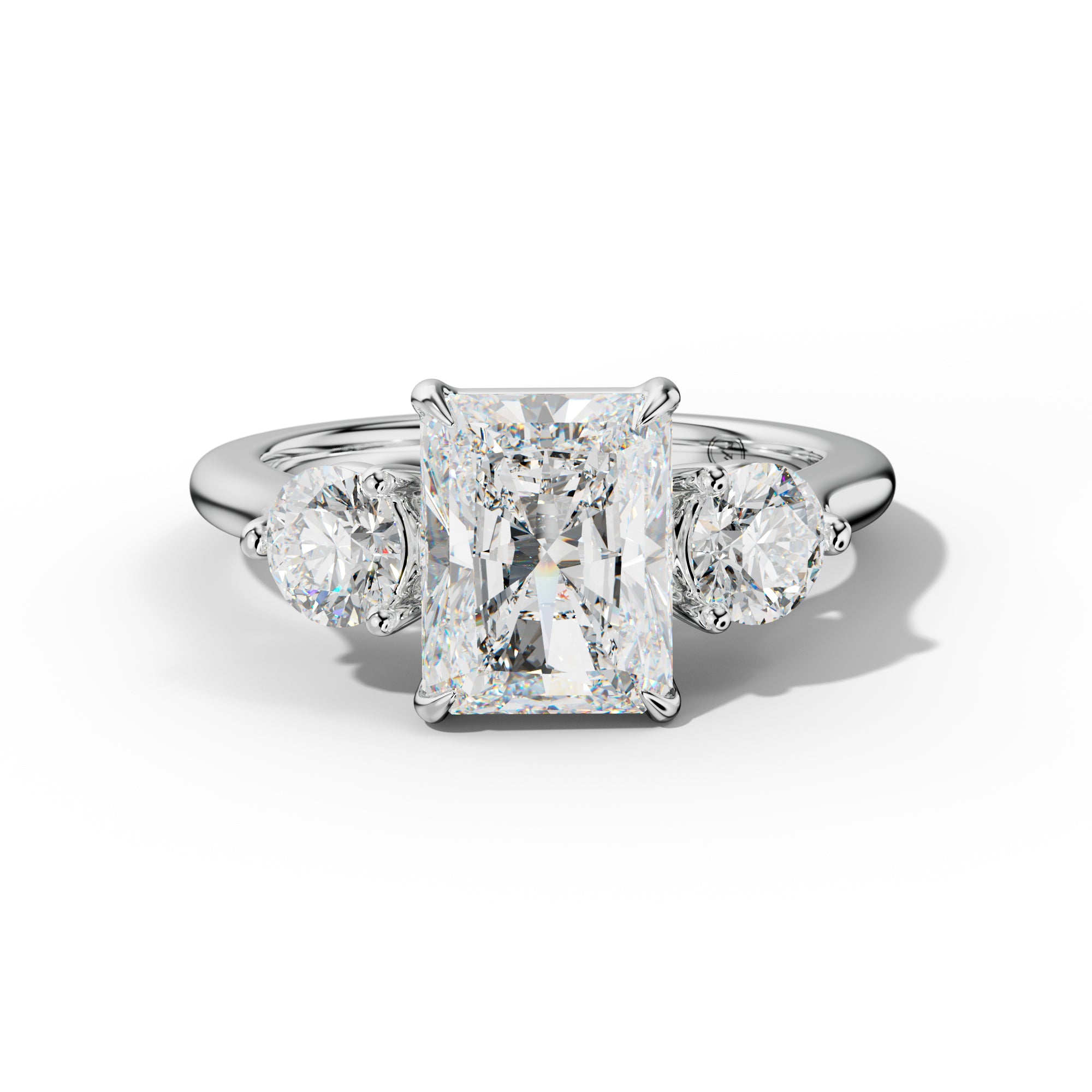 Elsa Radiant Diamond  Round Side Diamond Engagement Ring