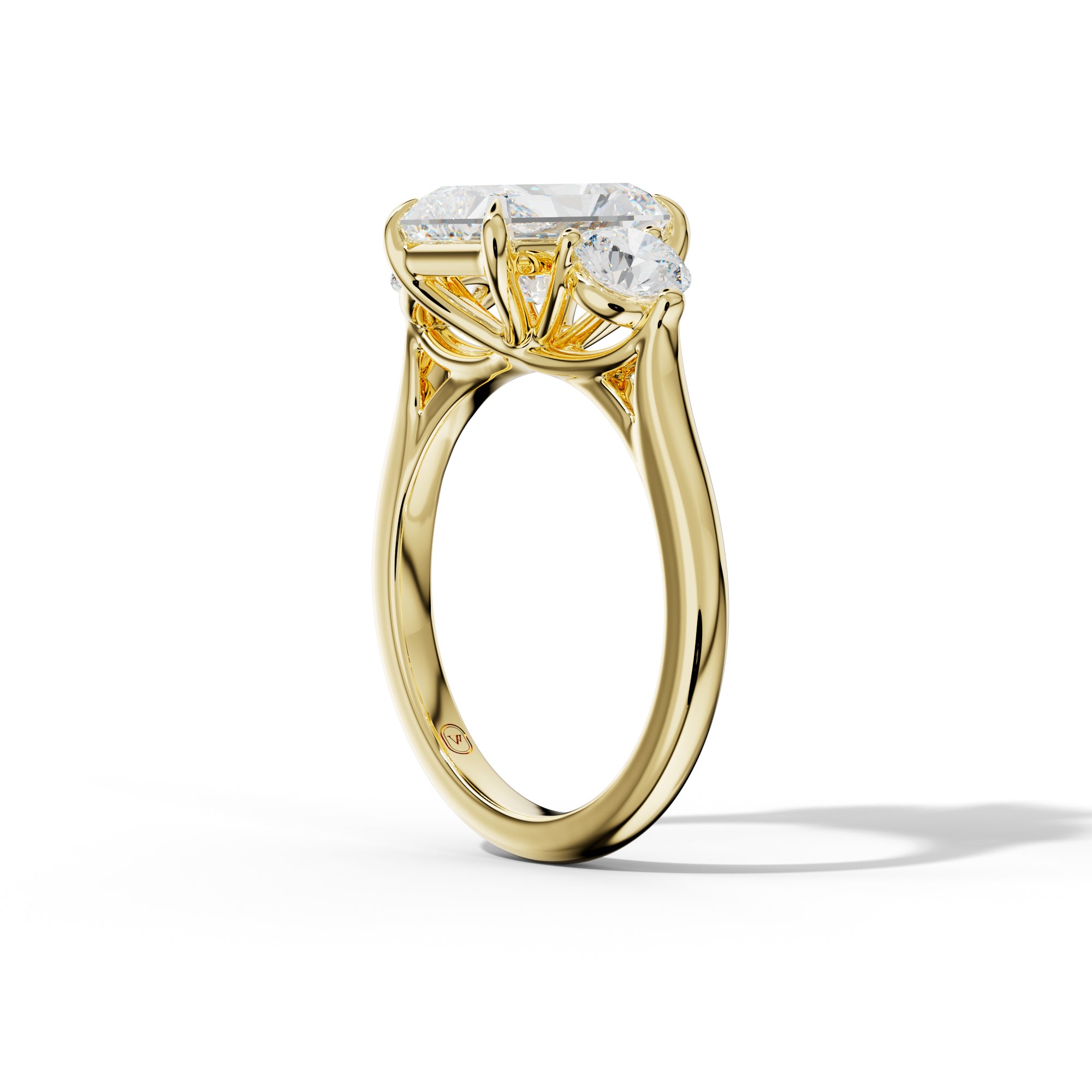 Elsa Radiant Diamond  Round Side Diamond Engagement Ring