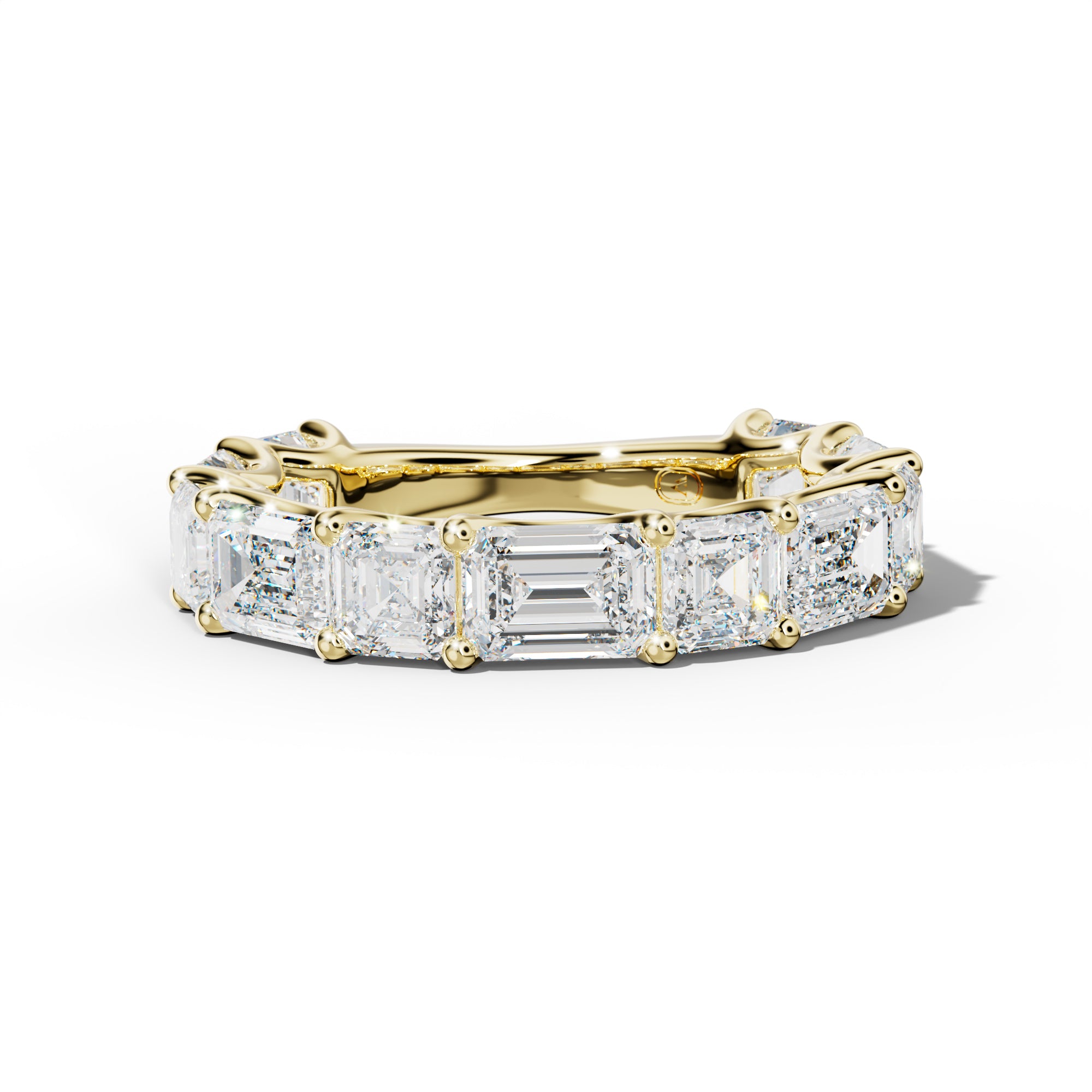 6.0 Carat East West Emerald and Asscher Diamond 3/4 Anniversary Band Shared Prong