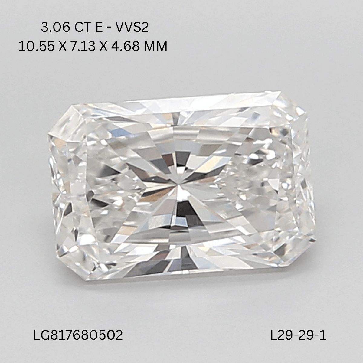 3.06 Carat E-VVS2 Radiant Lab Diamond