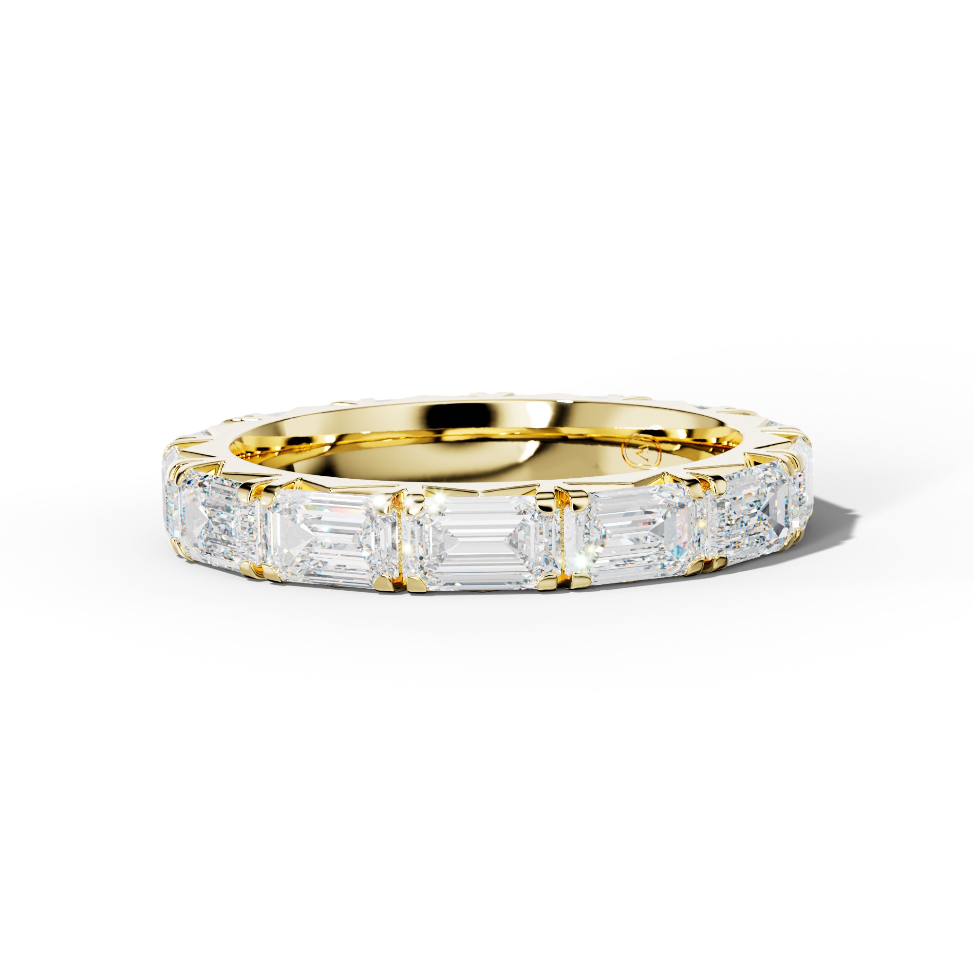 7.0 Carat East West Emerald Cut Diamond French Pave Eternity Band
