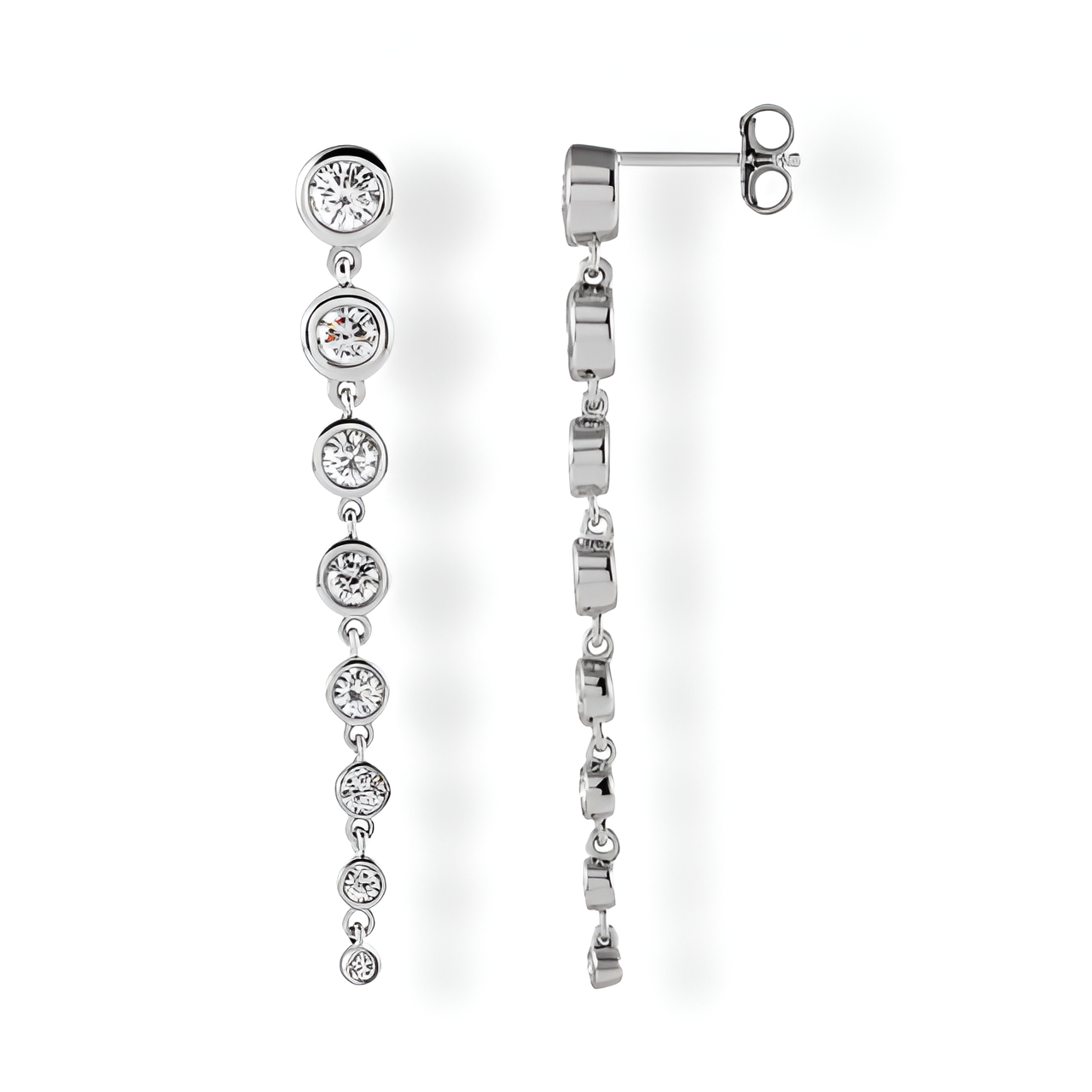 Graduated Diamond Drop Earrings-VIRABYANI