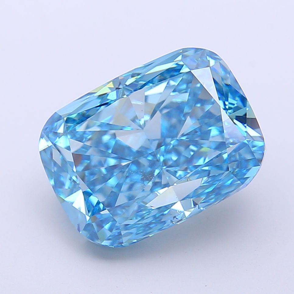 6.52 Carat Cushion Cut Fancy Blue