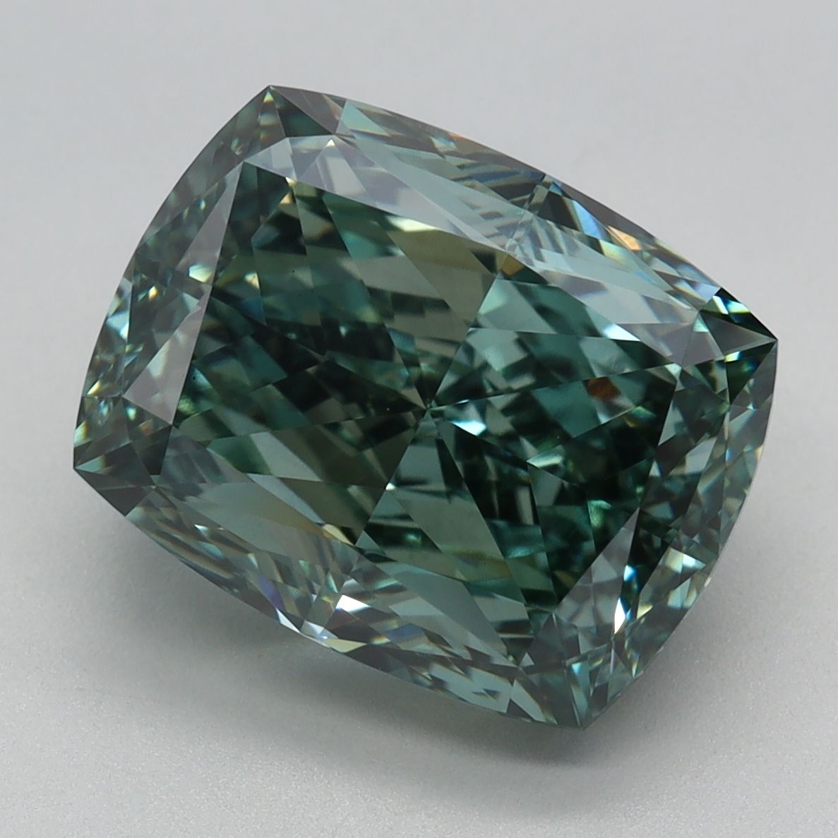 5.58 Carat Cushion Cut Fancy Green