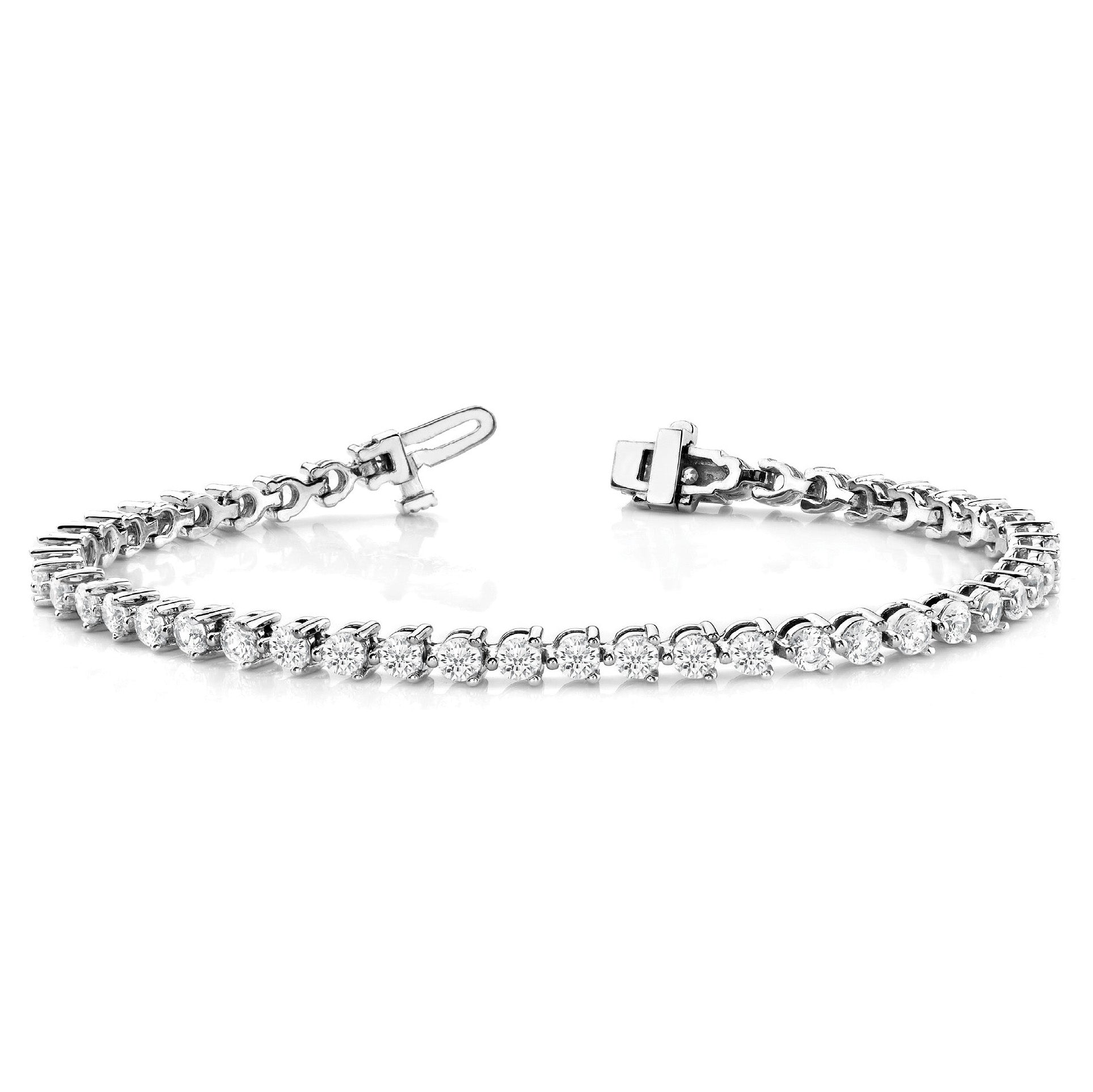 Three Prong Classic Diamond Tennis Bracelet-VIRABYANI