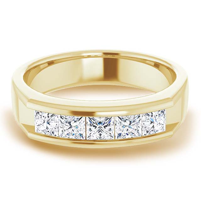 1.50 ctw Channel Set Princess Cut Diamond Men's Ring Five Stone-VIRABYANI