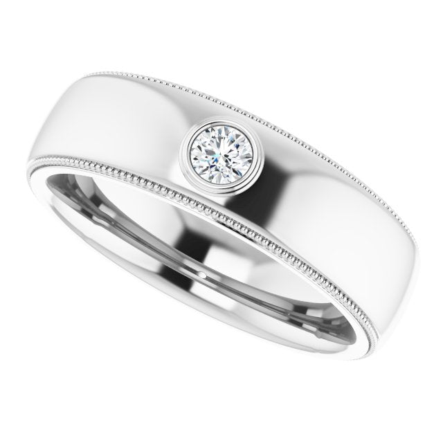 Bezel Set Diamond Men's Ring With Milgrain Accent-VIRABYANI