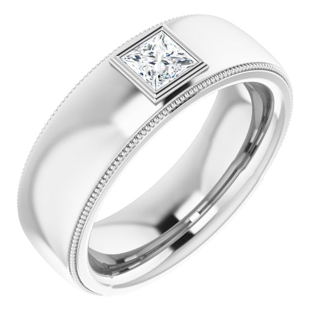 0.50 ctw Princess Diamond Milgrain Accent Men's Ring-VIRABYANI