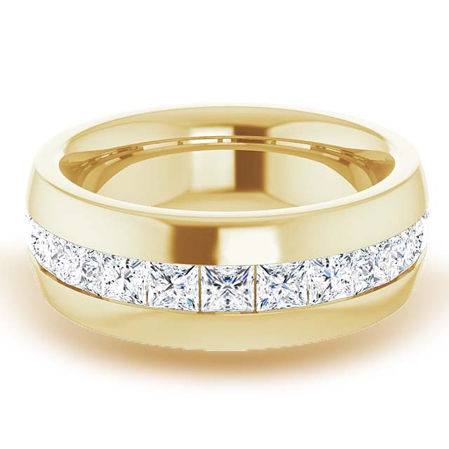 2.5 ctw Channel Set Princess Cut Diamond Men's Ring Half Eternity-VIRABYANI