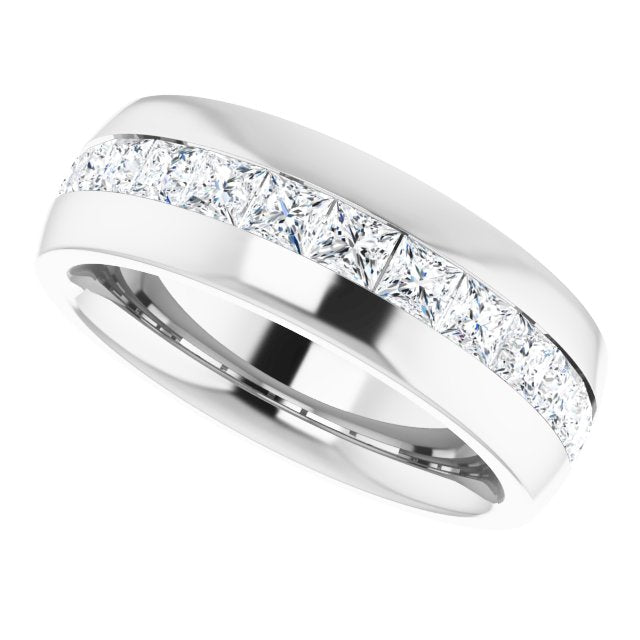 2.5 ctw Channel Set Princess Cut Diamond Men's Ring Half Eternity-VIRABYANI