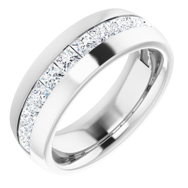 2.5 ctw Channel Set Princess Cut Diamond Men's Ring Half Eternity-VIRABYANI