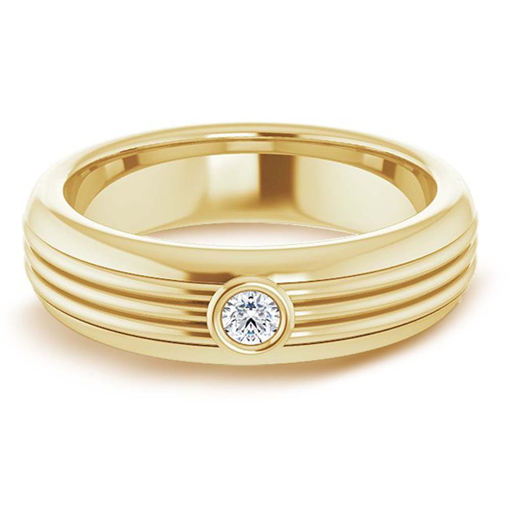 Bezel Set Single Diamond Men's Band-VIRABYANI