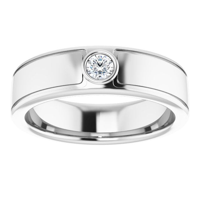 Bezel Set Single Round Diamond Men's Ring-VIRABYANI