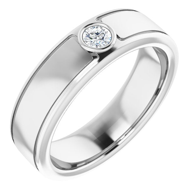 Bezel Set Single Round Diamond Men's Ring-VIRABYANI