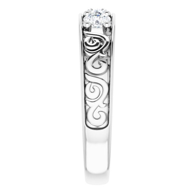 0.75 ctw Round Diamond Filigree Accent Men's Ring-VIRABYANI