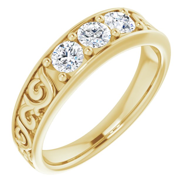 0.75 ctw Round Diamond Filigree Accent Men's Ring-VIRABYANI