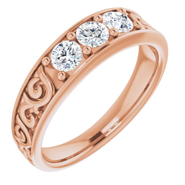 0.75 ctw Round Diamond Filigree Accent Men's Ring-VIRABYANI