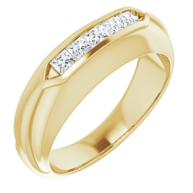 0.50 ctw Channel Set Princess Diamond Men's Ring Success-VIRABYANI