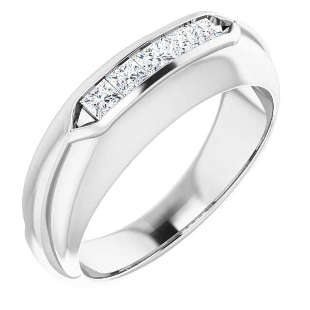 0.50 ctw Channel Set Princess Diamond Men's Ring Success-VIRABYANI