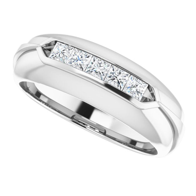 0.50 ctw Channel Set Princess Diamond Men's Ring Success-VIRABYANI