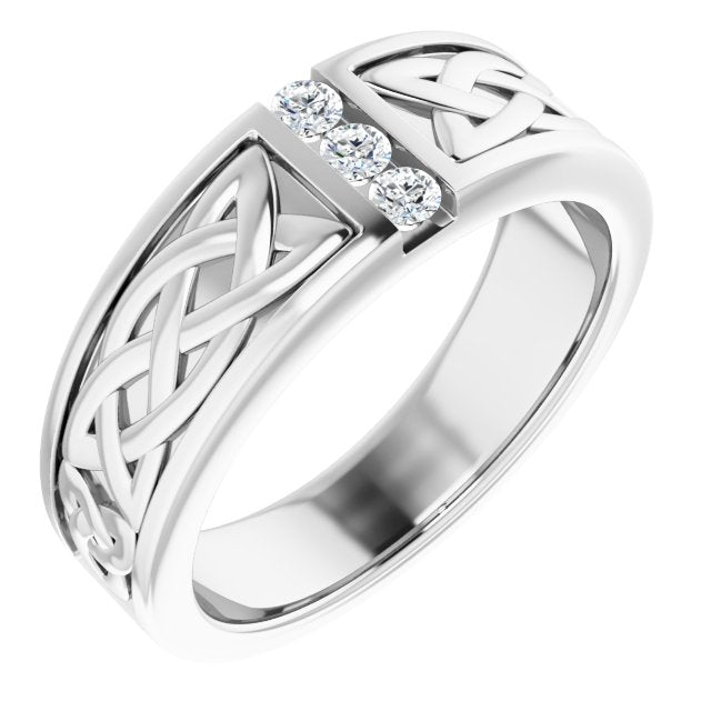 Celtic Knot Design 0.20 ctw Round Diamond Men's Ring-VIRABYANI