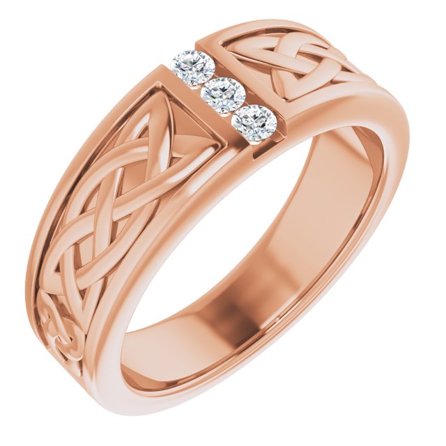 Celtic Knot Design 0.20 ctw Round Diamond Men's Ring-VIRABYANI