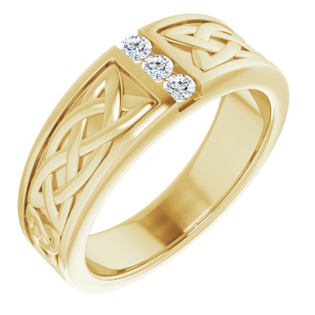 Celtic Knot Design 0.20 ctw Round Diamond Men's Ring-VIRABYANI