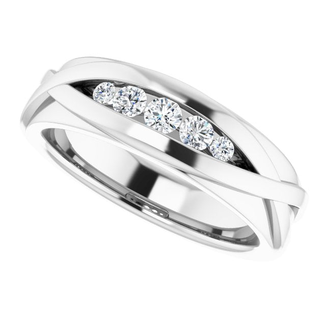 0.33 ctw Channel Set Round Diamond Men's Ring-VIRABYANI