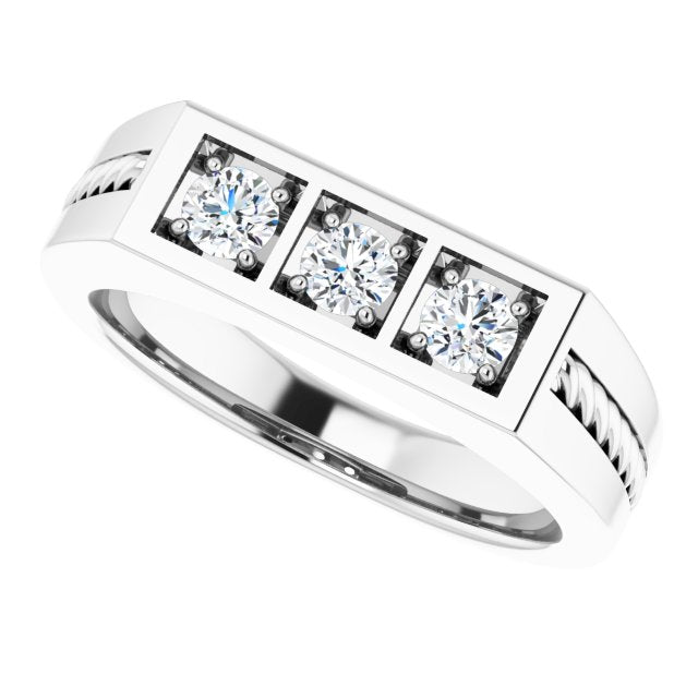 0.50 ctw Round Diamond Rope Design Men's Ring-VIRABYANI