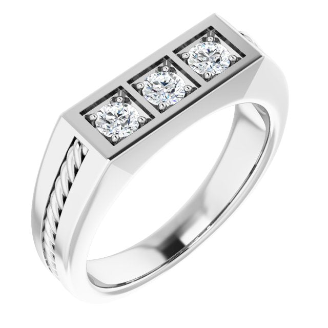 0.50 ctw Round Diamond Rope Design Men's Ring-VIRABYANI