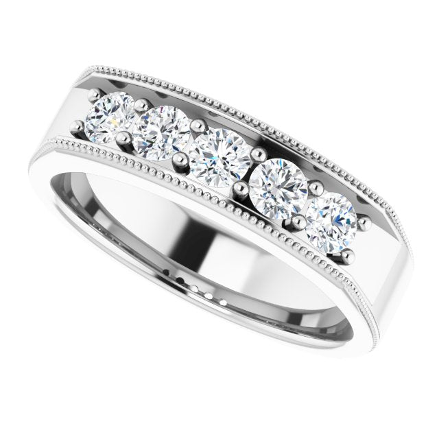 1.0 ctw Round Diamond Milgrain Accent Men's Ring-VIRABYANI