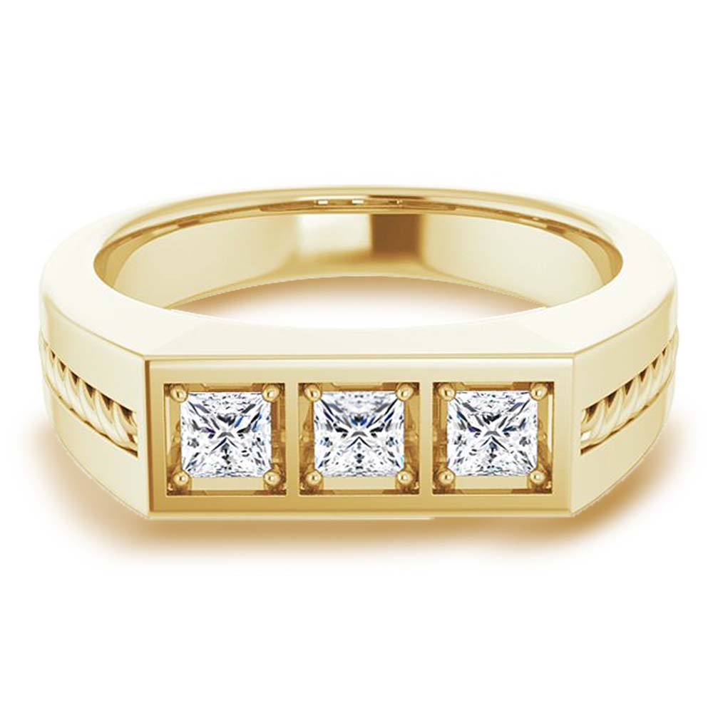 0.78 ctw Princess Diamond Rope Design Men's Ring-VIRABYANI