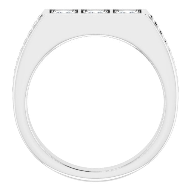 0.78 ctw Princess Diamond Rope Design Men's Ring-VIRABYANI