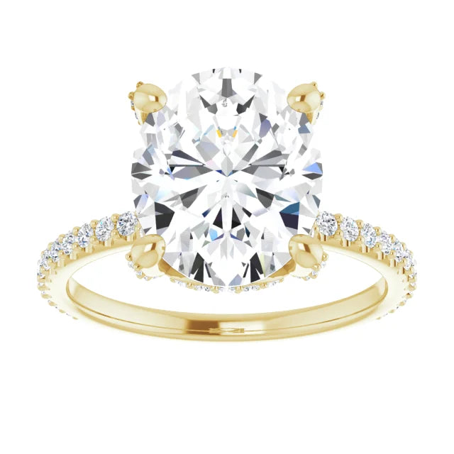 Lab Grown Oval Diamond Engagement Ring With Hidden Halo IGI Certified-VIRABYANI