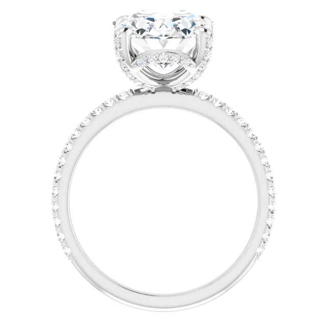 Lab Grown Oval Diamond Engagement Ring With Hidden Halo IGI Certified