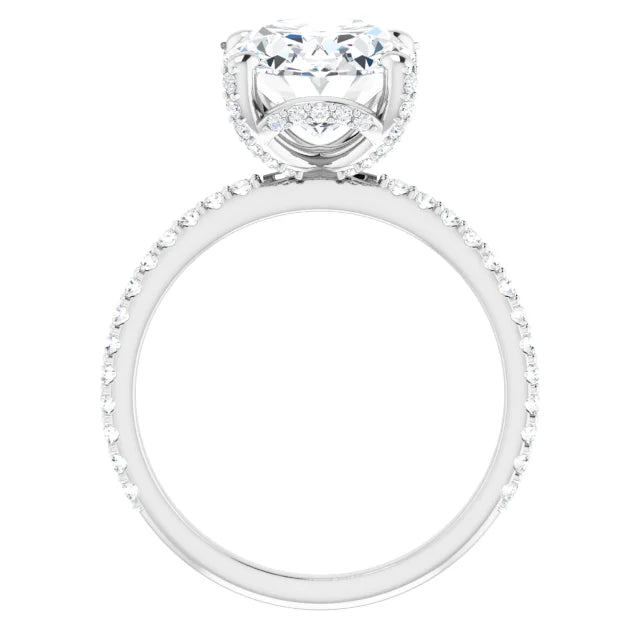 Lab Grown Oval Diamond Engagement Ring With Hidden Halo IGI Certified-VIRABYANI