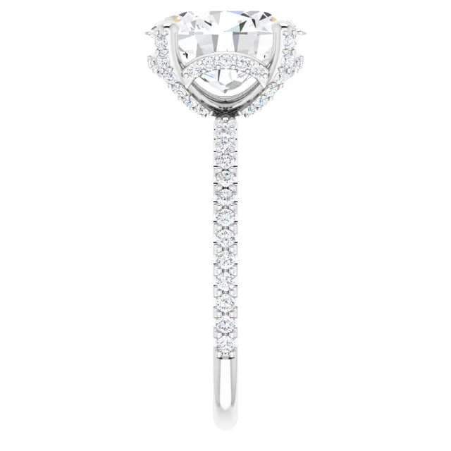 Lab Grown Oval Diamond Engagement Ring With Hidden Halo IGI Certified-VIRABYANI