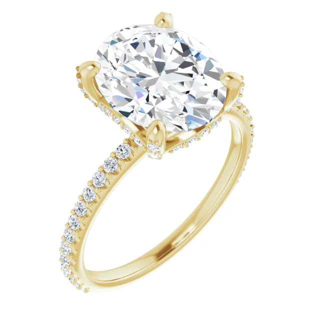 Lab Grown Oval Diamond Engagement Ring With Hidden Halo IGI Certified